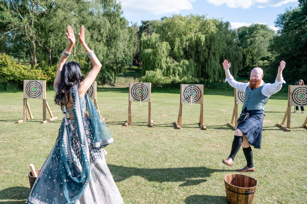 Axe throwing at a Vanstone Park wedding