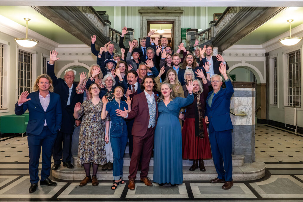 Family group photos inside Islington Town Hall during an intimate London wedding