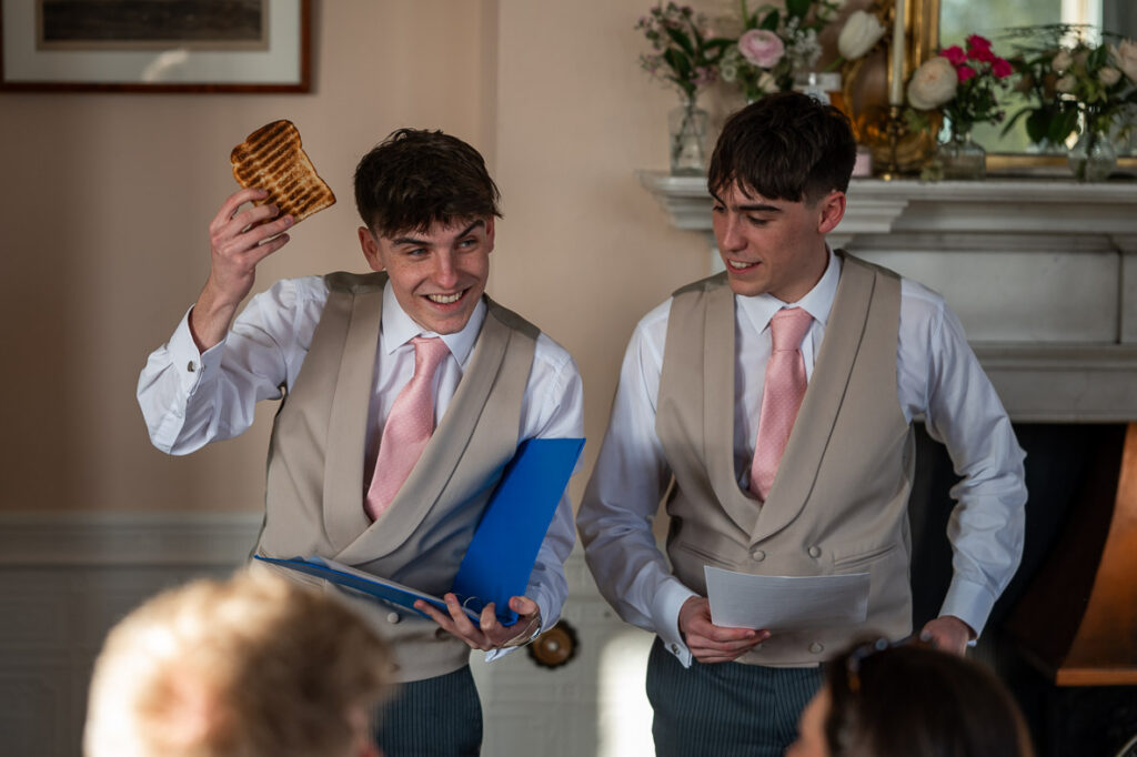 fun wedding speeches at Berwick House, Shrewsbury