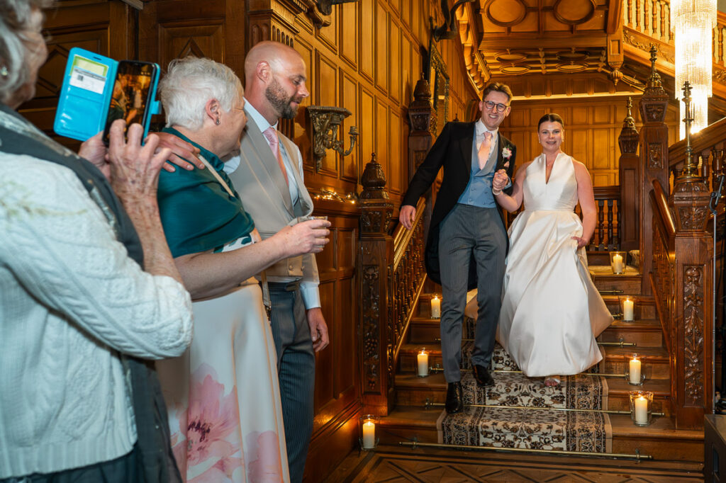 Bride and Groom entrance on the staircase at Berwick House, Shrewsbury