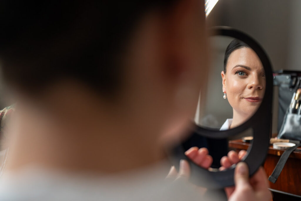 bride getting ready at Berwick House, Shrewsbury