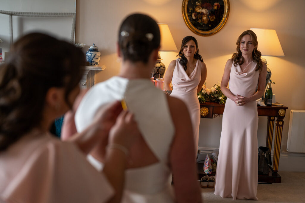 bride getting ready at Berwick House, Shrewsbury