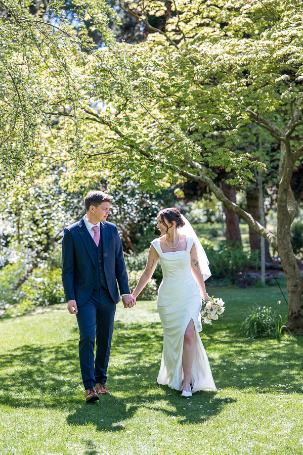 bride and groom portraits at Cheslyn House and gardens